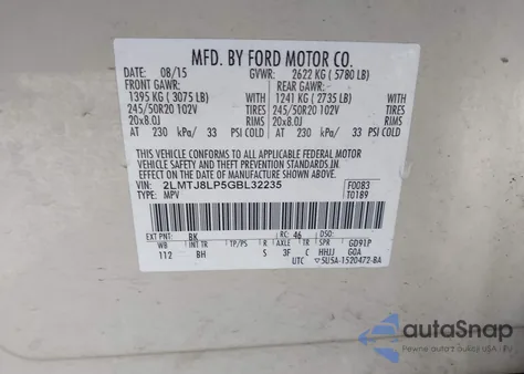 2016 Lincoln Mkx Reserve from USA, damaged, VIN 2LMTJ8LP5GBL32235